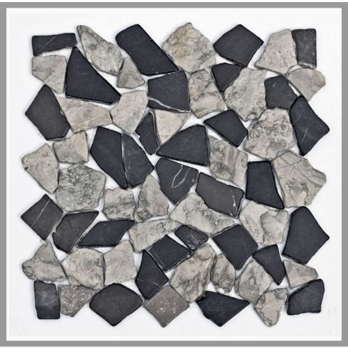1 Mosaikfliese - M-014 - Grau Hellgrau Stein-Mosaik Bruch Marmor Bodenfliesen Wandfliesen