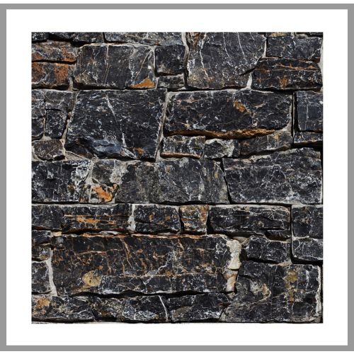 1 Muster - W-005 - Black Limestone - Wanddesign - Steinwand - Naturstein-Mauer - Naturstein-Wand