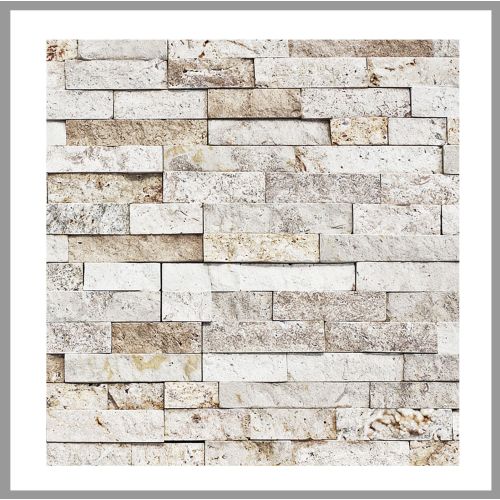 1 Muster -  W-012 - Travertin - Wanddesign - Steinwand - Naturstein-Mauer - Naturstein-Wand