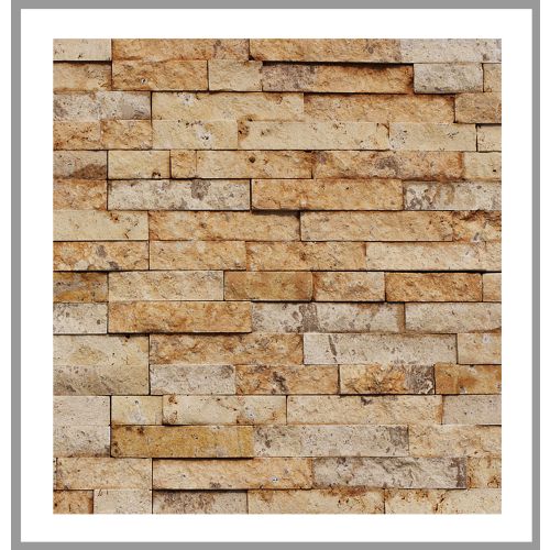 1 Muster -  W-014 - Travertin - Wanddesign - Steinwand - Naturstein-Mauer - Naturstein-Wand