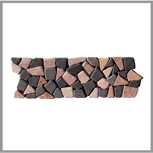 1 Bordüre - BO-336 - Marmor - Mosaik-Fliesen - Rot Grau - Naturstein -