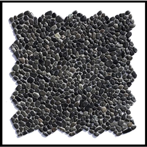 1 qm - K-561 - Pebble Black - Kieselstein - Mosaik - Fliesen - Naturstein-Bodenbelag