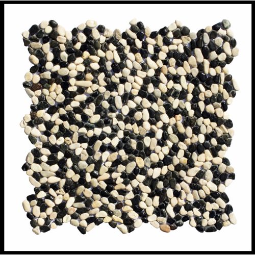 1 qm - K-558 - Micro Pebble Black Ivory - Kieselstein - Mosaik - Fliesen - Naturstein-Bodenbelag