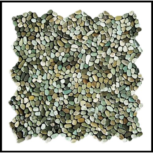 1 qm - K-562 - Micro Pebble Green Multicolour - Kieselstein - Mosaik - Fliesen - Naturstein-Bodenbelag