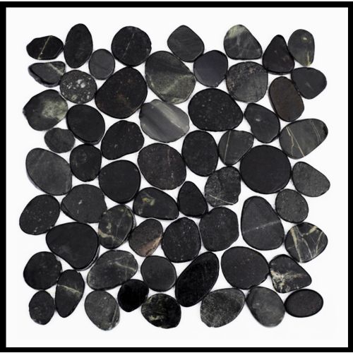1 qm - K-555 - Black Cut - Kieselstein - Mosaik - Fliesen - Naturstein-Bodenbelag