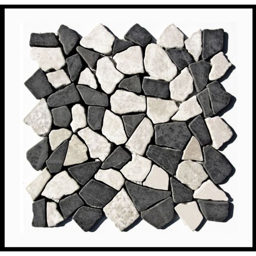 1 qm Mosaik Grau Weiß - M-006 - Fliesen Naturstein Bodenfliesen Wandfliesen