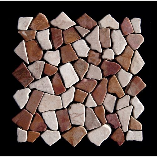 1 qm Mosaik Rot Weiß - M-004 - Fliesen Bruchsteinmosaik Marmormosaik