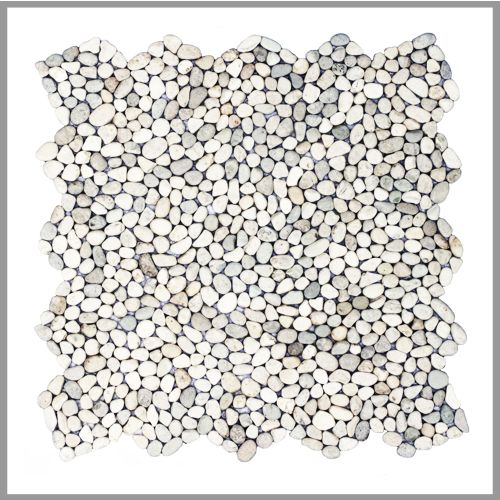 1 Mosaik-Fliese - K-559 - Pebble Ivory - Kieselsteinmosaik - Naturstein - Boden-Design