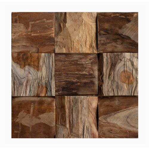 Teak Paneele Wand - HO-013 - Tambora Echtholz Wandverkleidung Wall Wood Panels 