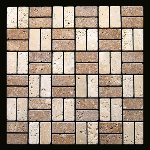 1 Fliese - LS-TMAL-60-104 - Travertin - Mosaik - Fliesen - Naturstein - Wand-Design - Boden-Design