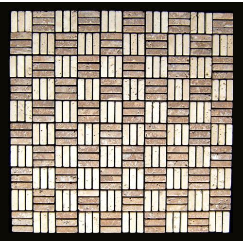 1 qm - LS-TMBW-15-018 - Travertin - Mosaikfliesen - Natursteinmosaik - Wandfliesen - Bodenfliesen