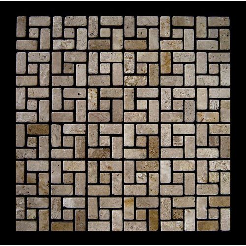 1 qm - NS-SLMM001-035-T3J - Travertin - Mosaikfliesen - Natursteinmosaik - Wandfliesen - Bodenfliesen
