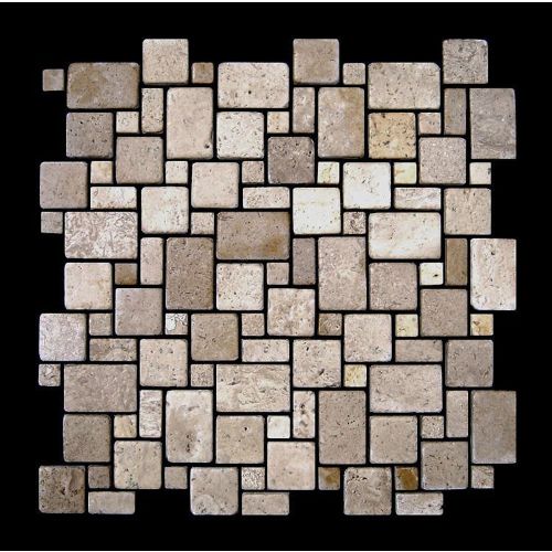 1 qm - SLMM001-171-TJ - Travertin - Mosaikfliesen - Natursteinmosaik - Wandfliesen - Bodenfliesen