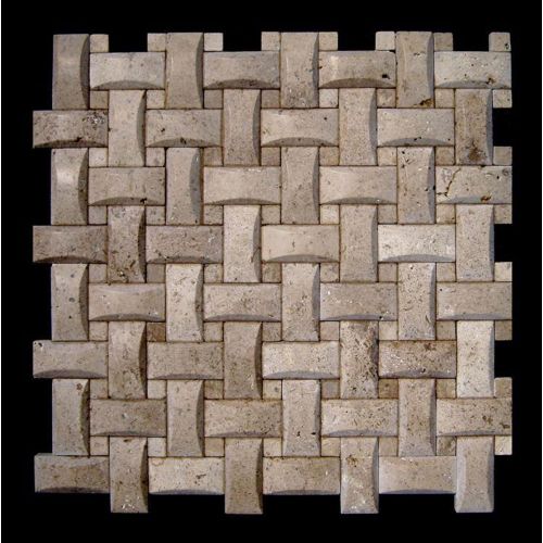 1 qm - NS-SLMM001-174-Y - Travertin - Mosaikfliesen - Natursteinmosaik - Wandfliesen - Wand-Verblender