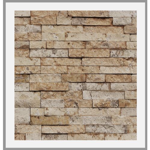 1 Muster - W-013 - Travertin - Wanddesign - Steinwand - Naturstein-Mauer - Naturstein-Wand