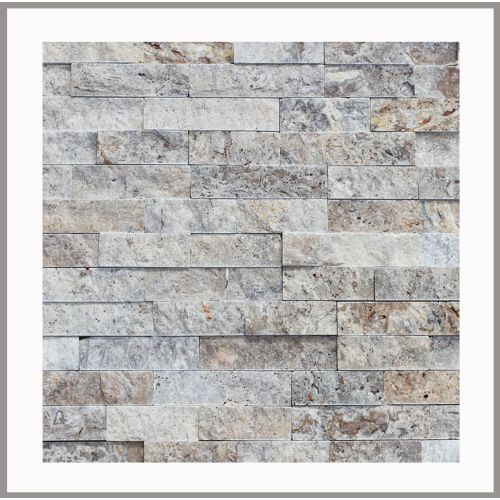 1 Muster - W-021 - Travertin - Wanddesign - Steinwand - Naturstein-Mauer - Naturstein-Wand
