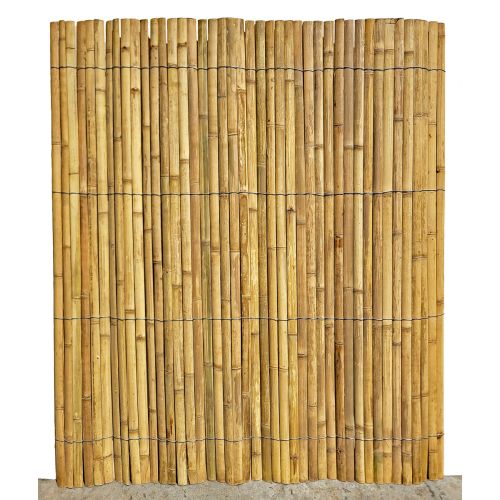 Bambus Rollzaun 180x200 cm – B-019 - Moso Bambuslatten natur, 4 Drahtreihen, hochwertiger Sichtschutz für Garten & Terrasse