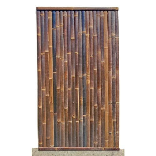 Bambus-Lattenzaun aus dunklem Wulung-Bambus, 90x180 cm, mit horizontalem Rahmen – blickdichter Sichtschutz für Garten und Terrasse