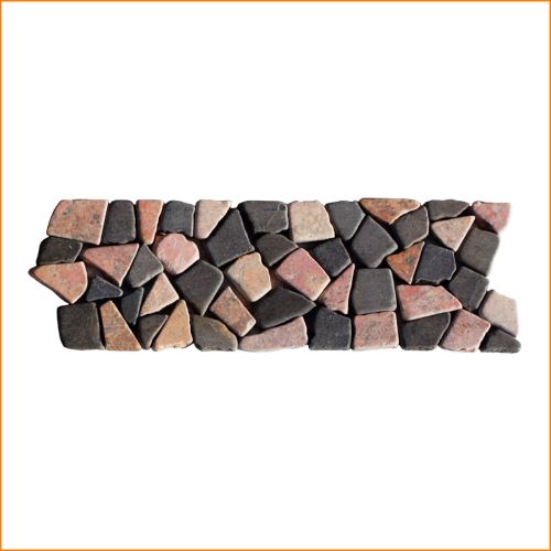 Marmor Bruchstein Bordüre 10 x 30 cm in Grau-Rot – natürliche Marmor-Bordüre mit rustikalem Farbspiel für stilvolle Wandakzente im Innen- und Außenbereich.