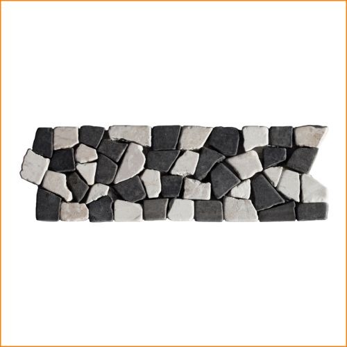 1 Bordüre - BO-337 - Marmor - Mosaik-Fliesen - Weiß Grau - Naturstein -