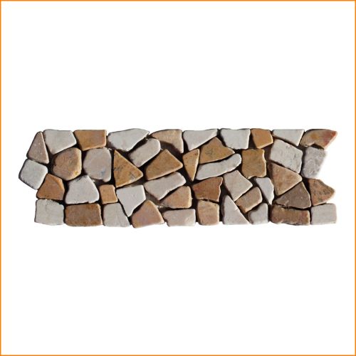 1 Bordüre - BO-338 - Marmor - Mosaik-Fliesen - Gelb Weiß - Naturstein -