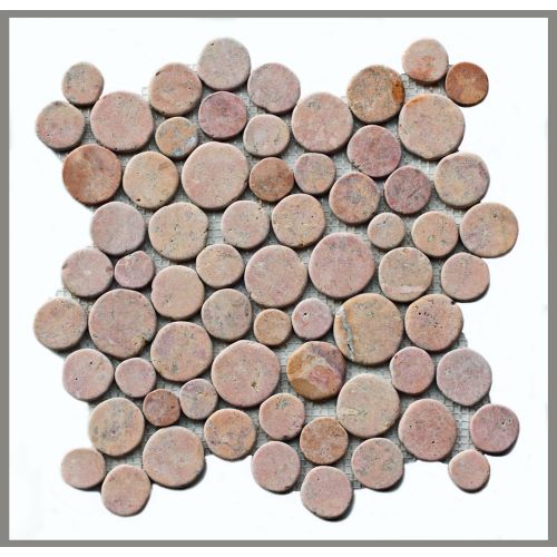 1 qm Mosaik CO-002 Marmor Münzen Kiesel Stein rund Bodenfliesen 