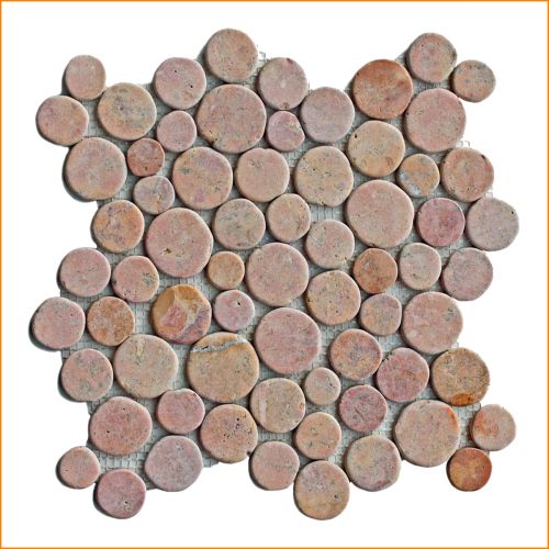 1 Mosaikfliese Marmor Toskana Rot Naturstein rund geschnitten - CO-002 -