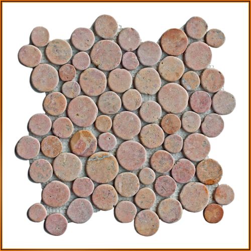1 qm Mosaik CO-002 Marmor Münzen Kiesel Stein rund Bodenfliesen