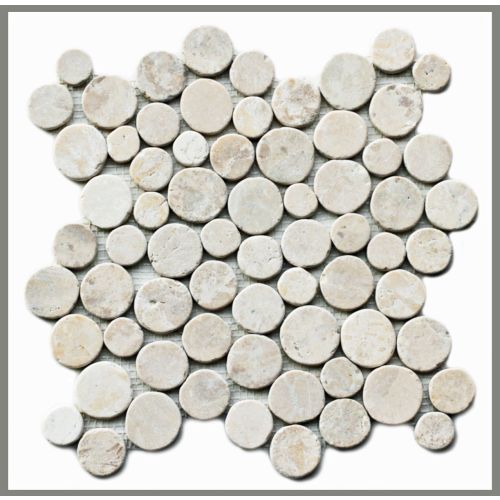 1 qm Mosaik CO-003 Marmor Münzen Kiesel Stein rund Bodenfliesen 