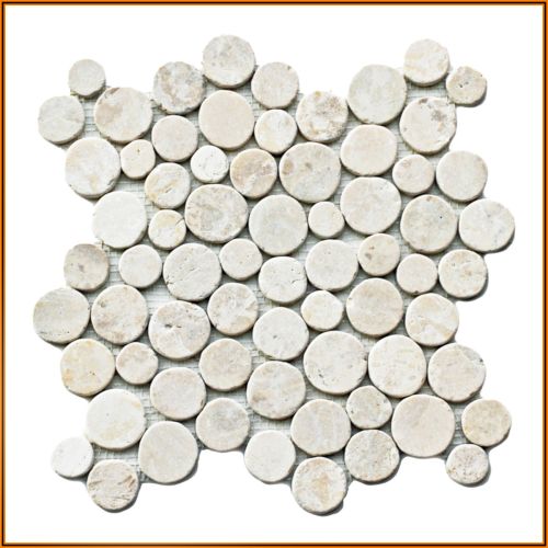 1 qm Mosaik CO-003 Marmor Münzen Kiesel Stein rund Bodenfliesen