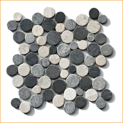 1 Mosaikfliese Marmor Naturstein rund geschnitten - CO-009 -