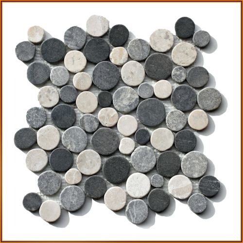 1 qm Mosaik CO-009 Marmor Münzen Kiesel Stein rund Bodenfliesen