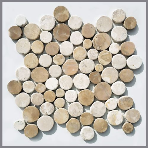 1 qm Mosaik Mocca Weiß CO-022 Marmor Kieselstein Bodenfliesen 