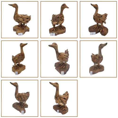 Handgefertigte Holzente aus recyceltem Teakholz – D-002 - rustikale Dekofigur