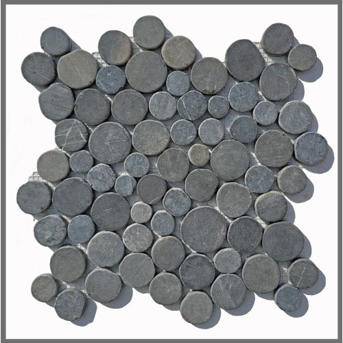 1 qm Mosaik Grau CO-001 Marmor Bodenfliesen runde Kiesel-Steine