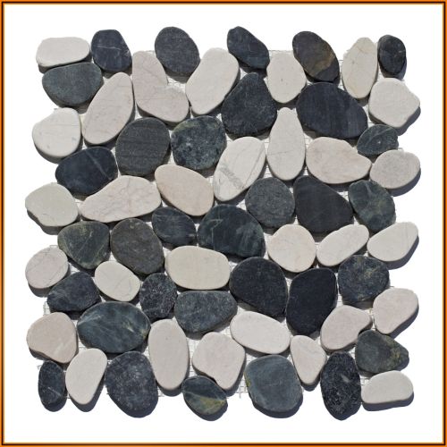 1 qm - K-553 - Black and White Cut - Kieselstein - Mosaik - Fliesen - Naturstein-Bodenbelag