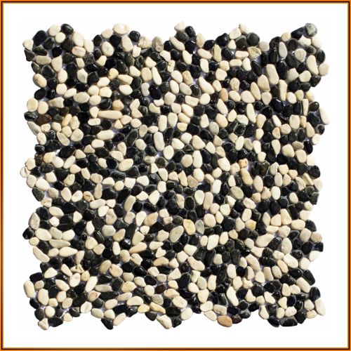 1 qm - K-558 - Micro Pebble Black Ivory - Kieselstein - Mosaik - Fliesen - Naturstein-Bodenbelag