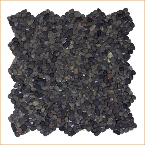 1 Mosaik-Fliese - K-561 - Micro Pebble Black - Kieselsteinmosaik - Naturstein - Boden-Design -