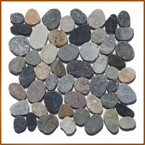 1 qm Mosaik Earthy - K-567 - Kieselstein flach geschnitten Naturstein Fliesen