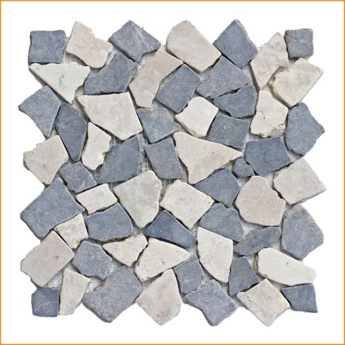 1 Mosaikfliese - M-008 - Mosaikfliesen - Naturstein - Marmor - Hellgrau - Weiß - Bodenfliesen - Wandfliesen