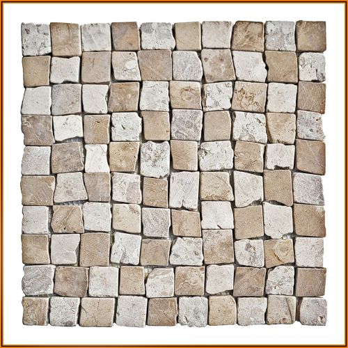 1 qm Mosaik Mokka Weiß - M-030 - Fliesen 3 x 3 Marmormosaik gebrochen