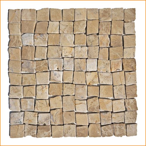 1 Mosaikfliese Mokka - M-031 - Naturstein Marmor Mosaik Fliese 3 x 3 gebrochen