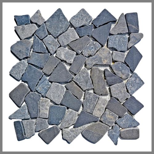 1 Mosaikfliese - M-014 - Grau Hellgrau Stein-Mosaik Bruch Marmor Bodenfliesen Wandfliesen