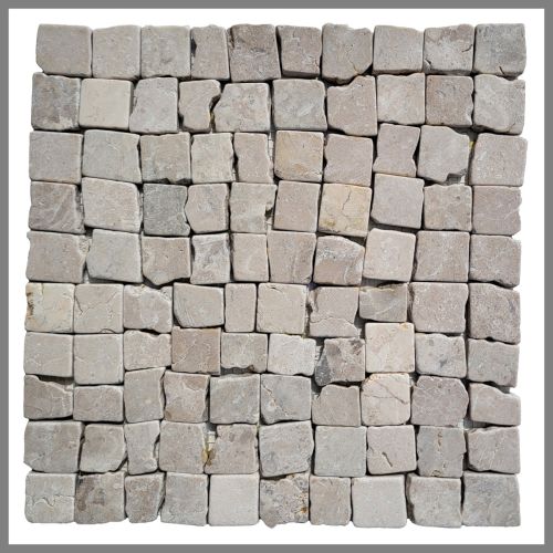 1 Mosaikfliese Weiß - M-032 - Naturstein Marmor Mosaik Fliese 3 x 3 gebrochen