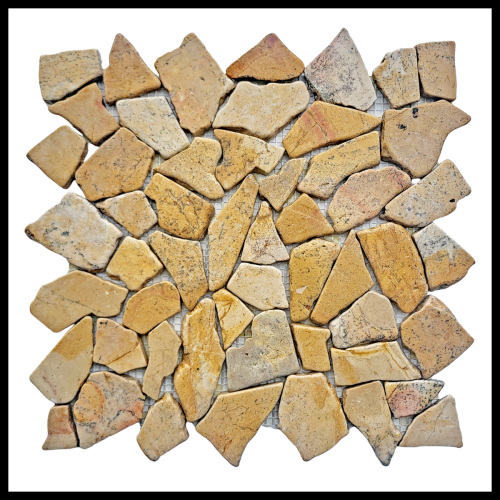 Mosaikfliese M-012 mit Nasseffekt: Farbvertiefte Naturstein-Oberfläche mit warmer, mediterraner Ausstrahlung