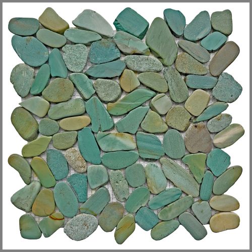 1 Mosaikfliese Green Flores Cut - K-574 - Kieselsteinmosaik Naturstein Wand- und Bodenfliesen