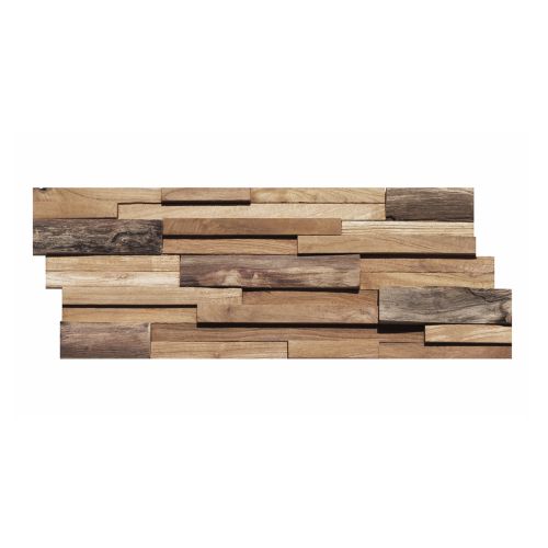 HO-010 - Hulubelu - Wand-Design Holz Verblender Wandverkleidung - 3D Teakholz Mosaik-Fliesen