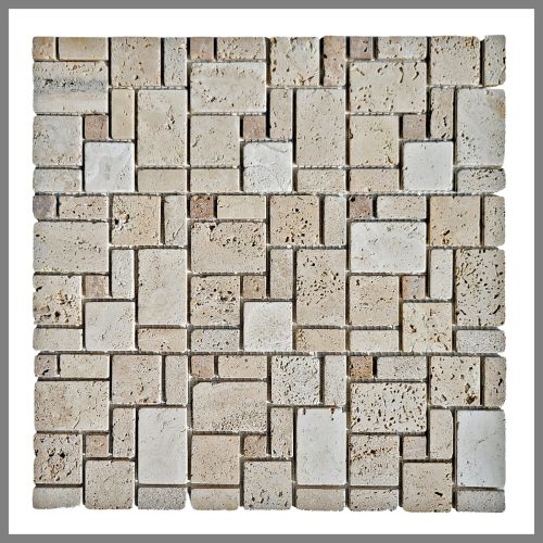 1 Fliese - NS-SLMM001-171-TJ - Travertin - Mosaik - Fliesen - Naturstein - Wand-Design - Boden-Design