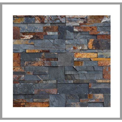 1 Muster - W-009 - Schiefer - Wanddesign - Steinwand - Mauerverkleidung - Naturstein-Wand