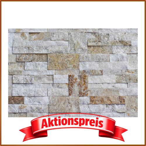 Naturstein Wandverblender aus Quarzit – dezente beige-goldene Struktur mit eleganter Oberfläche für moderne Wandgestaltung.